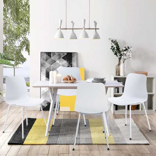 Costway Set of 4 White Dining Plastic Chair with Metal Legs Sage