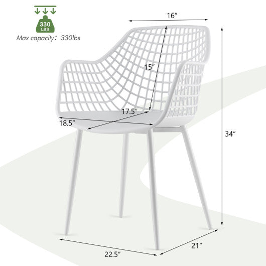 Costway Set of 4 White Heavy Duty Modern Dining Chair with Airy Hollow Backrest