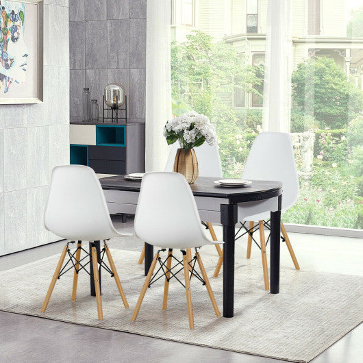 Costway Set of 4 White Modern DSW Dining Side Chair Wood Legs