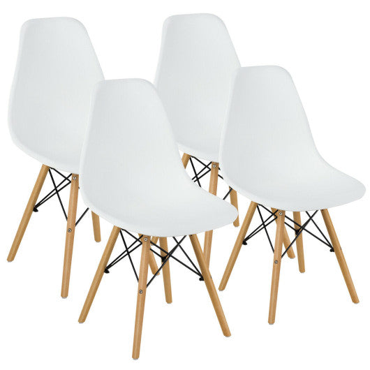 Costway Set of 4 White Modern DSW Dining Side Chair Wood Legs