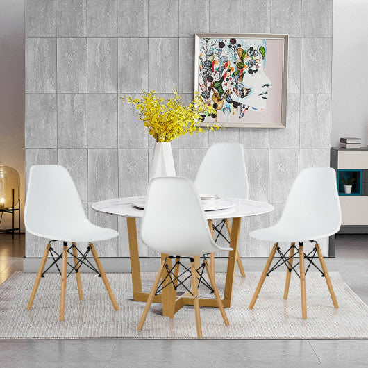Costway Set of 4 White Modern DSW Dining Side Chair Wood Legs