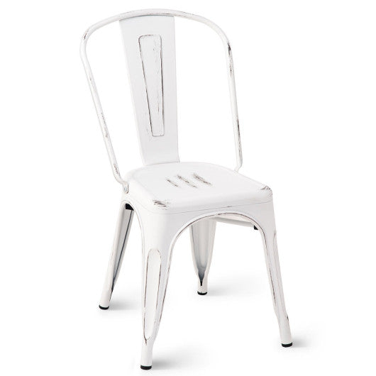 Costway Set of 4 White Tolix Style Dining Chair Stackable Bistro Chair ...