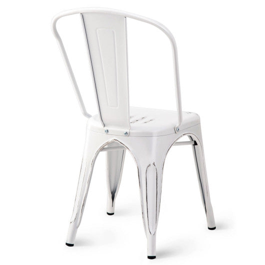 Costway Set of 4 White Tolix Style Dining Chair Stackable Bistro Chair ...