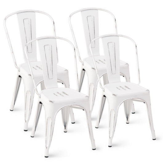 Costway Set of 4 White Tolix Style Dining Chair Stackable Bistro Chair