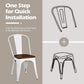Costway Set of 4 White Tolix Style Metal Dining Wood Seat