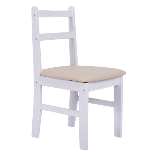 Costway Set of 4 White Wood Dining Side Chairs with Padded Seat
