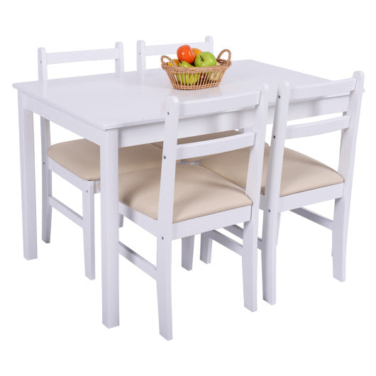 Costway Set of 4 White Wood Dining Side Chairs with Padded Seat