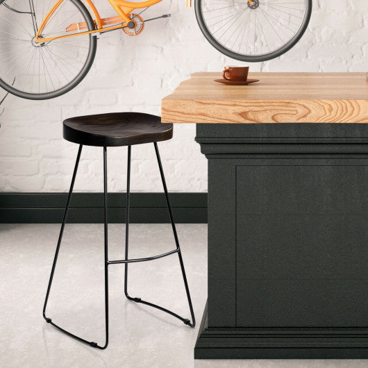 Costway Set of 4 Wooden Industrial Vintage Bar Stools