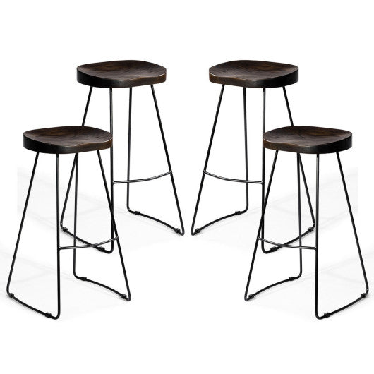 Costway Set of 4 Wooden Industrial Vintage Bar Stools