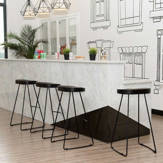 Costway Set of 4 Wooden Industrial Vintage Bar Stools