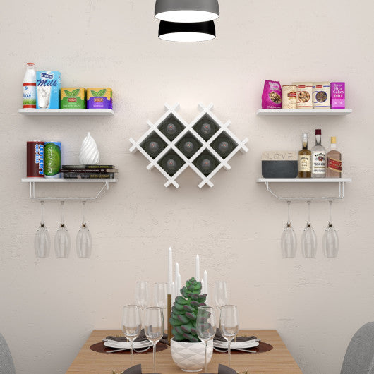 Costway Set of 5 White Wall Mount Wine Rack Set w/ Storage Shelves