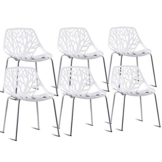 Costway Set of 6 Accent Armless Modern Dining Chairs with Plastic Feet Pads