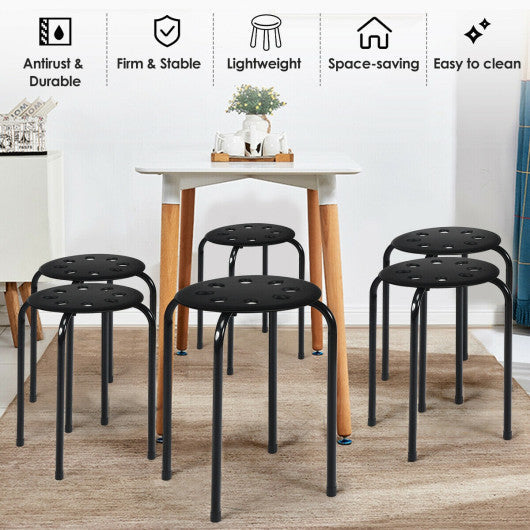 Costway Set of 6 Black Portable Plastic Stack Stools