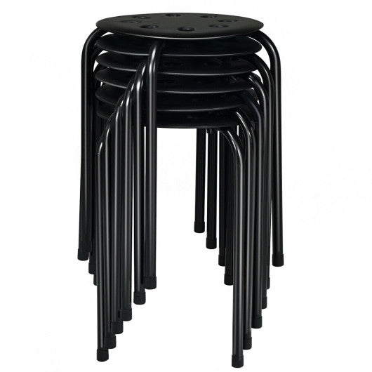 Costway Set of 6 Black Portable Plastic Stack Stools