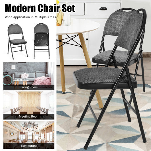 Costway Set of 6 Folding Fabric Upholstered Metal Chairs