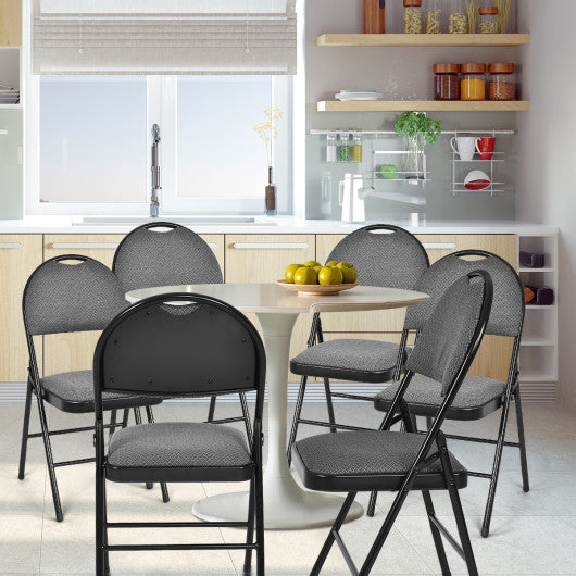 Costway Set of 6 Folding Fabric Upholstered Metal Chairs