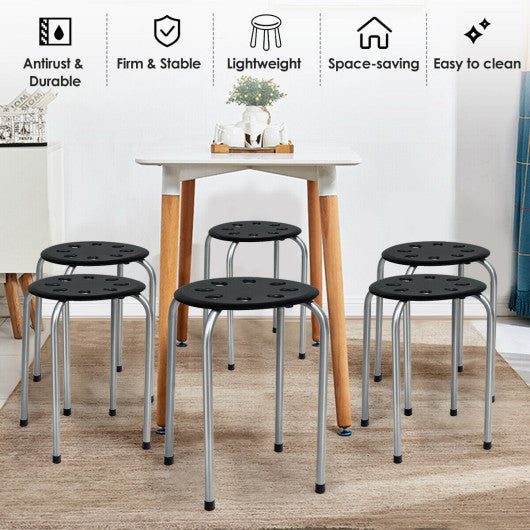 Costway Set of 6 Gray Portable Plastic Stack Stools