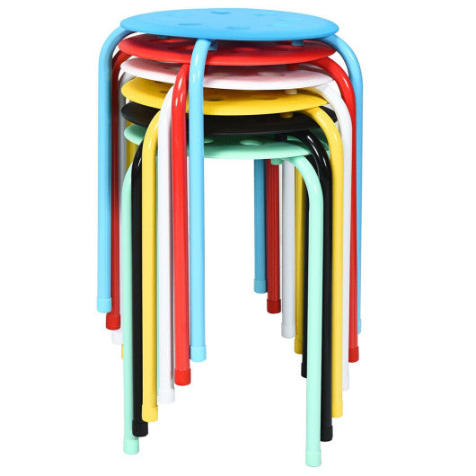 Costway Set of 6 Multicolor Portable Plastic Stack Stools