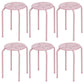 Costway Set of 6 Pink Stackable Multifunctional Daisy Design Backless Round Metal Stool Set