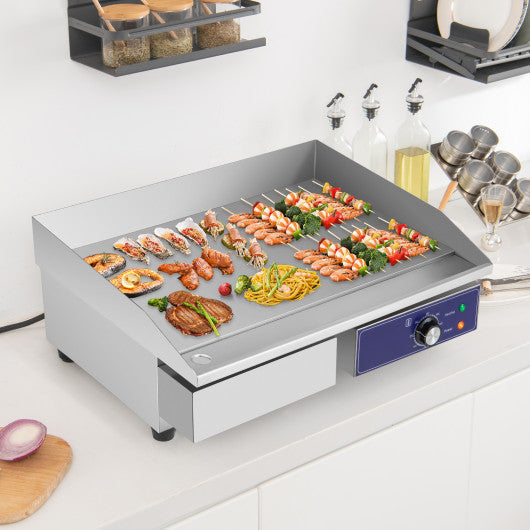 Costway Silver Commercial Electric Griddle with 122℉-572℉ Adjustable Temperature Control