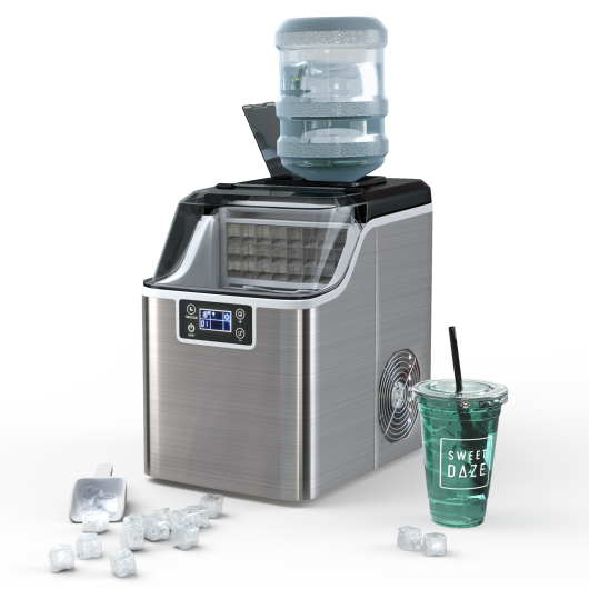 Costway Silver Electric Countertop Ice Maker with Ice Scoop and Basket