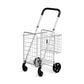 Costway Silver Folding Shopping Cart Basket Rolling Trolley with Adjustable Handle