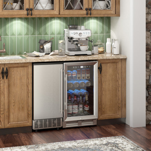 Costway Silver Free-Standing Built-In Undercounter Ice Maker