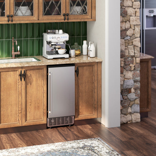 Costway Silver Free-Standing Built-In Undercounter Ice Maker
