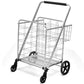 Costway Silver Heavy Duty Folding Utility Shopping Double Cart