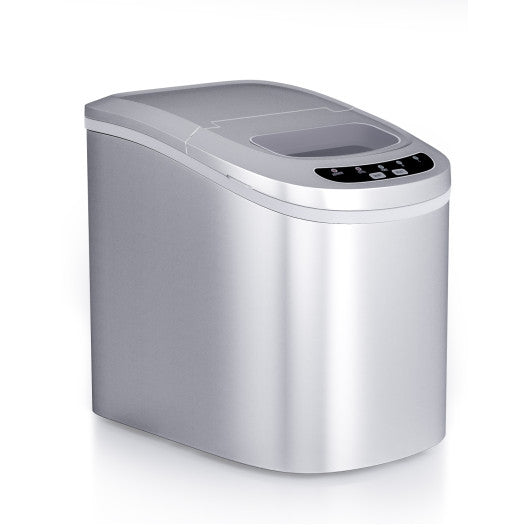 Costway Silver Mini Portable Compact Electric Ice Maker Machine