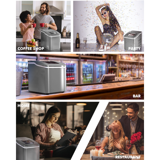 Costway Silver Portable Countertop Ice Maker Machine with Scoop