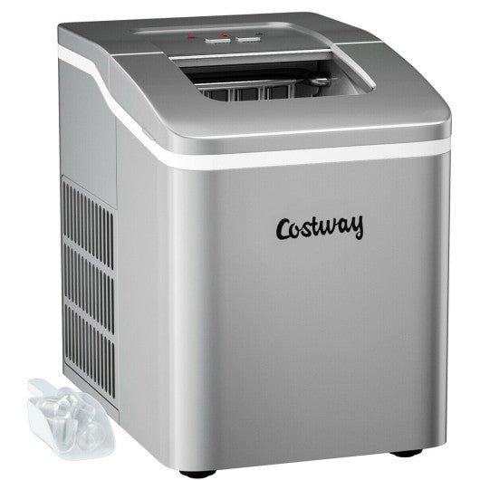 Costway Silver Portable Countertop Ice Maker Machine with Scoop