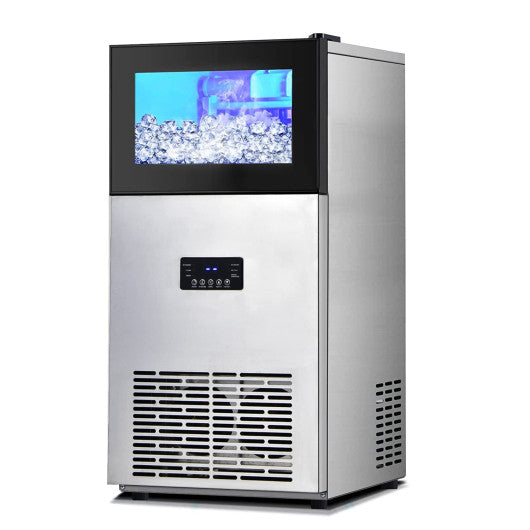 Costway Silver Stainless Steel Commercial Ice Maker Machine