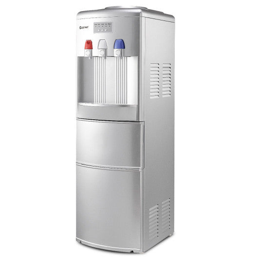 Costway Silver Top Loading Water Dispenser with Built-In Ice Maker Machine