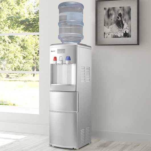 Costway Silver Top Loading Water Dispenser with Built-In Ice Maker Machine