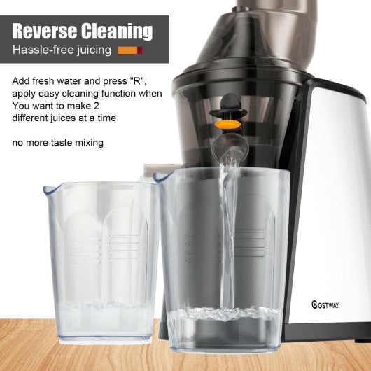 Costway Slow Stainless Steel Wide Chute Masticating Juicer Cold Press Extractor