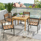 Costway Square Acacia Wood Outdoor Dining Table with Umbrella Hole