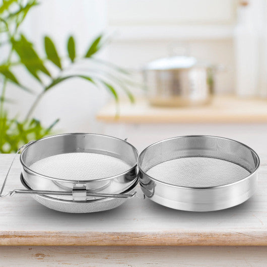 Costway Stainless Steel Beekeeping Double Honey Sieve Strainer Filter Equipment