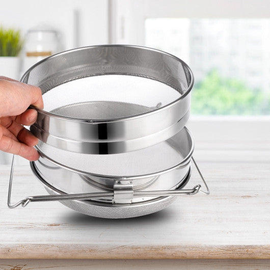Costway Stainless Steel Beekeeping Double Honey Sieve Strainer Filter Equipment