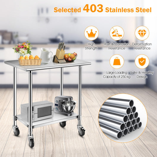 Costway Stainless Steel Commercial Kitchen Prep and Work Table