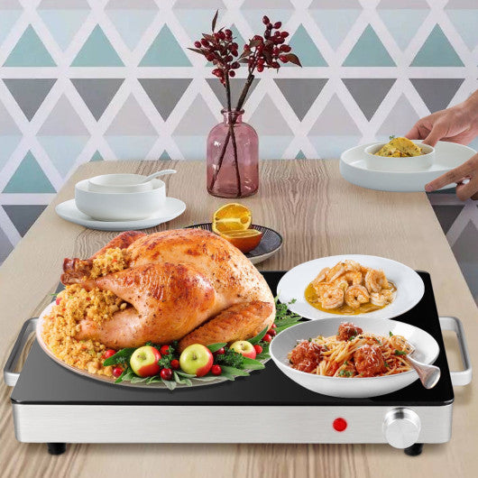 Costway Stainless Steel Electric Warming Tray with Glass Top