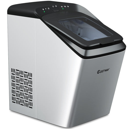 Costway Stainless Steel Ice Maker 33Lbs/ 24Hrs Self-Clean Function with Scoop