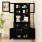 Costway Tall Black Sideboard with 2 Drawers and Adjustable Shelves