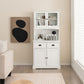 Costway Tall White Sideboard with 2 Drawers and Adjustable Shelves