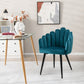 Costway Teal Modern Velvet Dining Chair with Metal Base and Petal Backrest