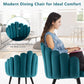 Costway Teal Modern Velvet Dining Chair with Metal Base and Petal Backrest