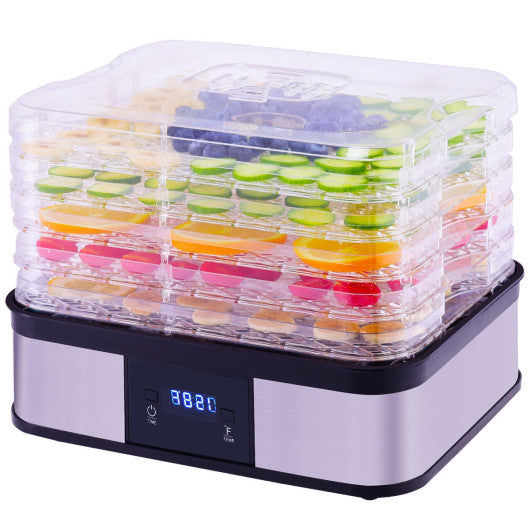 Costway Timer Temperature Control 5 Tray Fruit Vegetable Dryer