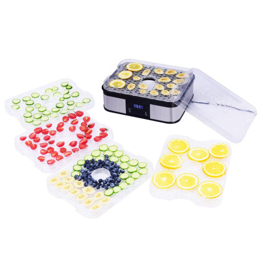 Costway Timer Temperature Control 5 Tray Fruit Vegetable Dryer
