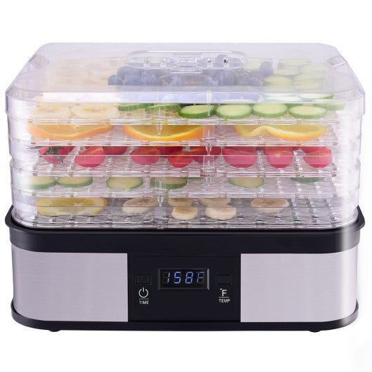 Costway Timer Temperature Control 5 Tray Fruit Vegetable Dryer