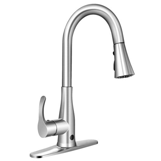 Costway Touchless Kitchen Faucet with 360° Swivel Single Handle Sensor and 3 Mode Sprayer
